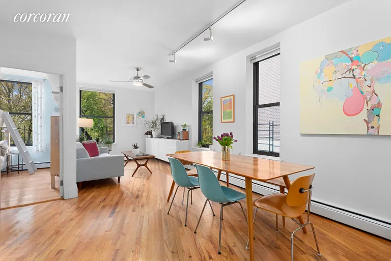 New York City Real Estate | View 115 Eastern Parkway, 2F | Two exposures light up the dining and living room. | View 2