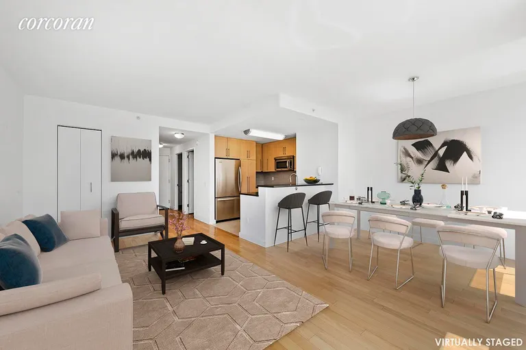 New York City Real Estate | View 415 Main Street, 9D | Living Room | View 2