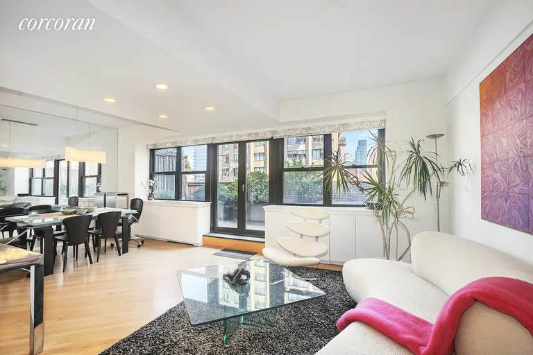 New York City Real Estate | View 165 East 72Nd Street, 16E | 22 foot wide LR/DR & terrace entry | View 2