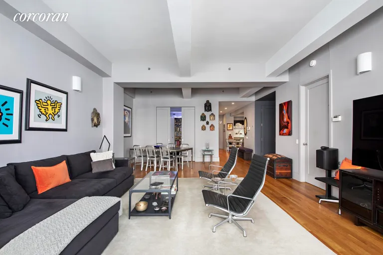New York City Real Estate | View 130 West 30th Street, 4A | LR with Home Office entrance | View 2