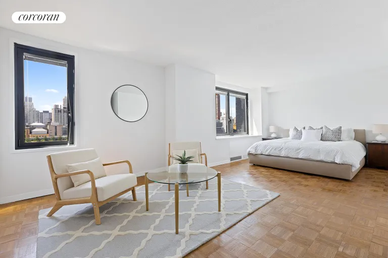 New York City Real Estate | View 531 Main Street, 1109 | Large Master Bedroom & Sitting Area | View 4