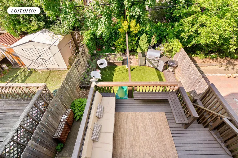 New York City Real Estate | View 327 73rd Street | raised beds with irrigation.
Deck for grilling.
 | View 15