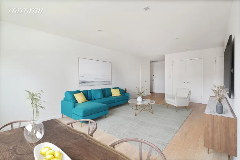 New York City Real Estate | View 175 Willoughby Street, 10A | Virtually Staged Living Room/Dining | View 5