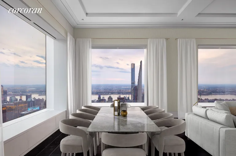 New York City Real Estate | View 432 Park Avenue, PH82 | Dining Area Virtually Staged | View 5