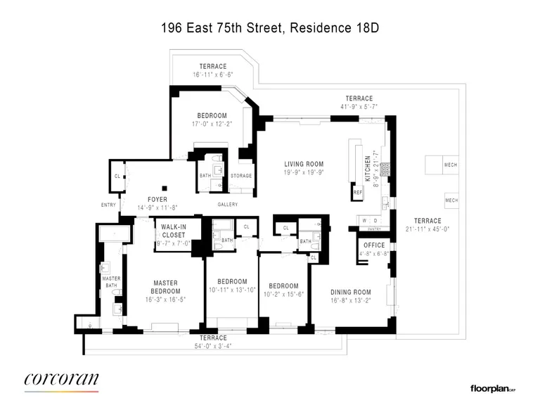 196 East 75th Street, 18CDE | floorplan | View 15