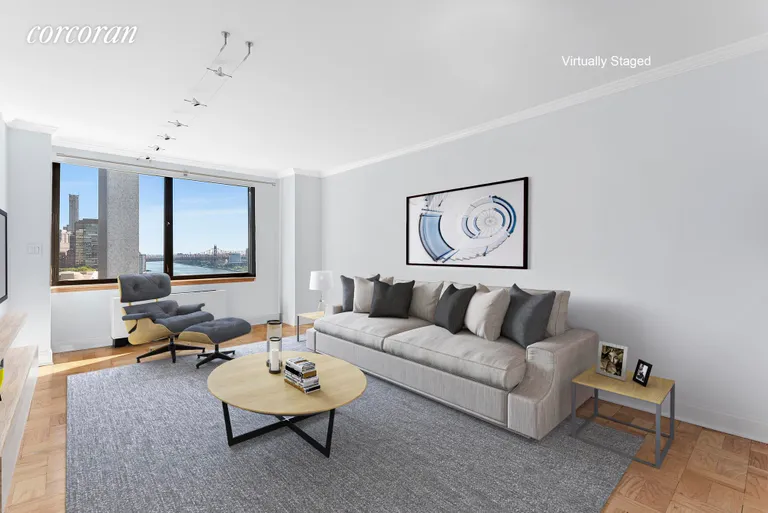 New York City Real Estate | View 415 East 37th Street, 24H | Living Room | View 2