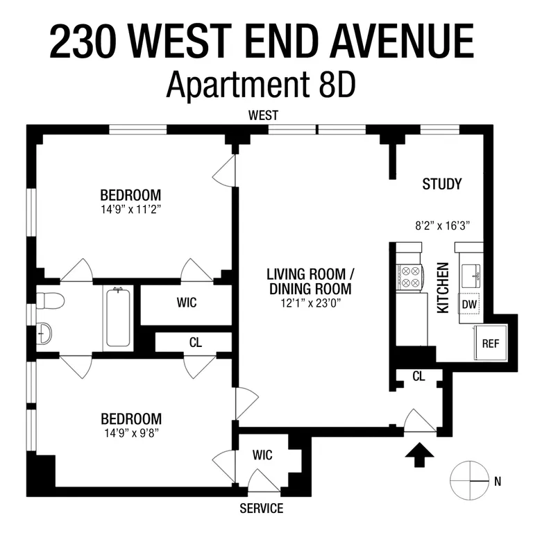 230 West End Avenue, 8D | floorplan | View 7