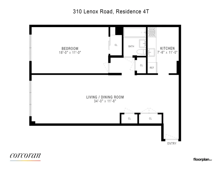 310 Lenox Road, 4T | floorplan | View 8