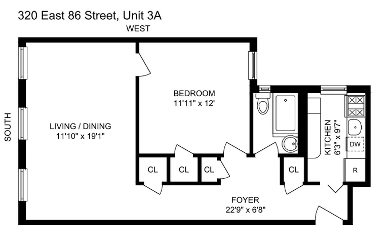 320 East 86th Street, 3A | floorplan | View 7