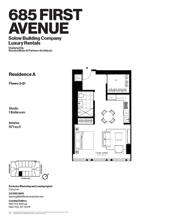 685 First Avenue, 15A | floorplan | View 8