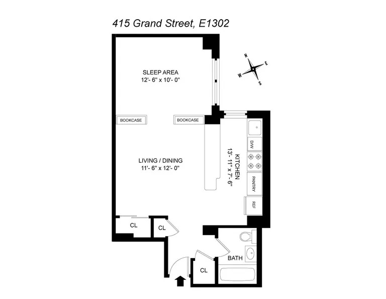 415 Grand Street, E1302 | floorplan | View 9