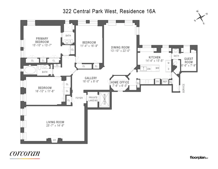 322 Central Park West, 16A | floorplan | View 17