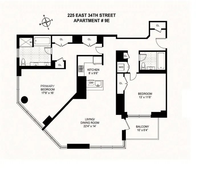 225 East 34th Street, 9E | floorplan | View 9