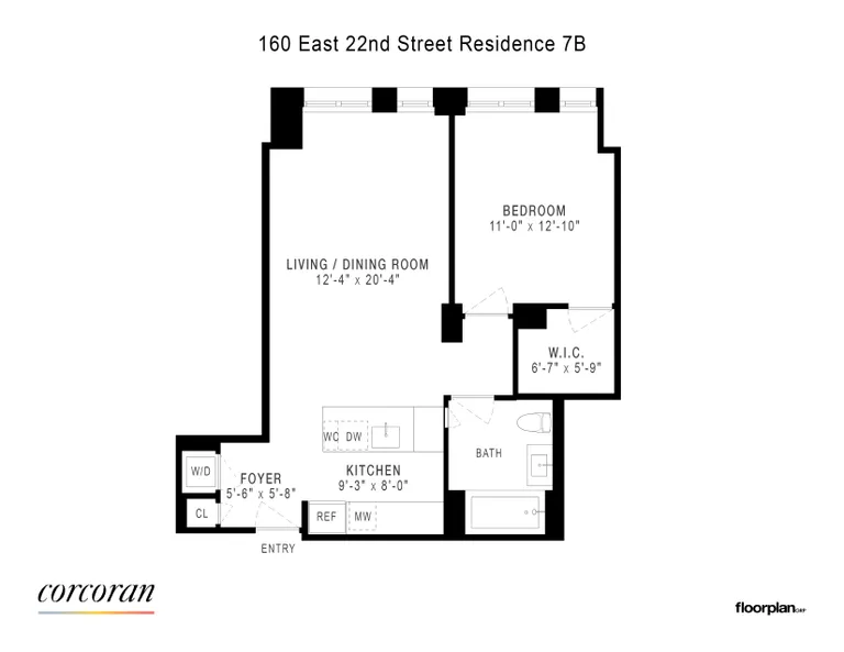 160 East 22Nd Street, 7B | floorplan | View 7