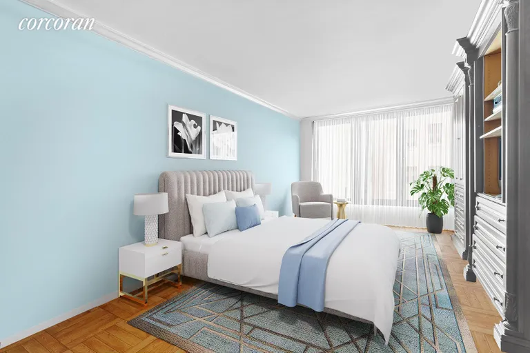 New York City Real Estate | View 200 Central Park South, 11P | Large, serene bedroom, staged | View 7