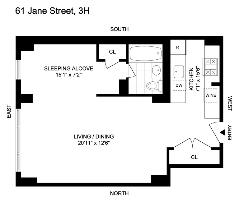 61 Jane Street, 3H | floorplan | View 6