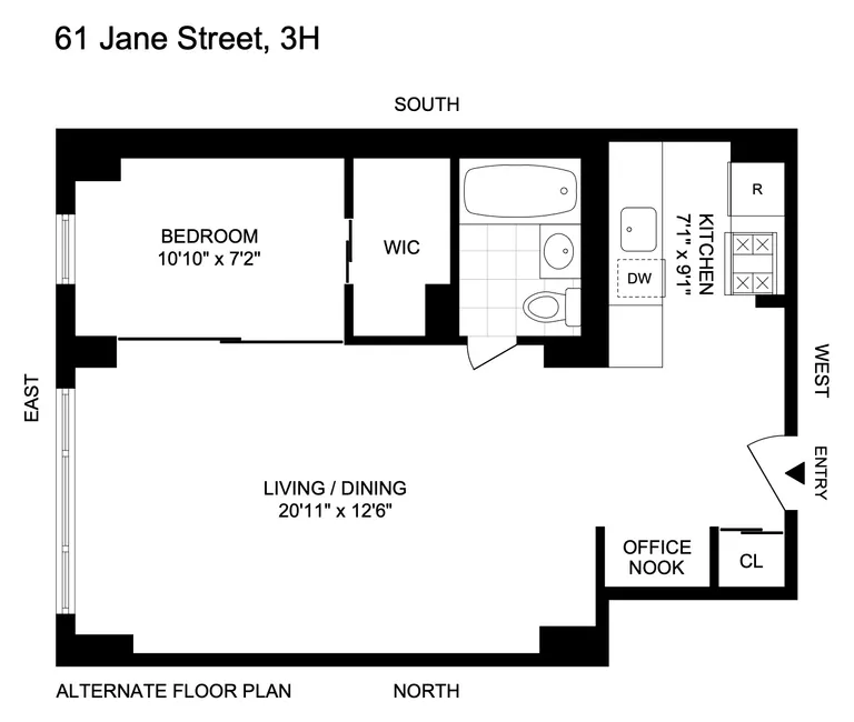61 Jane Street, 3H | floorplan | View 7