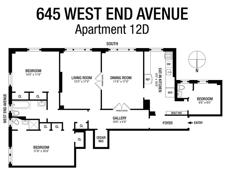 645 West End Avenue, 12D | floorplan | View 13