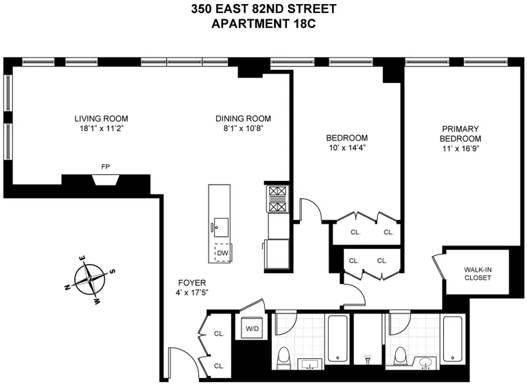 350 East 82Nd Street, 18C | floorplan | View 6