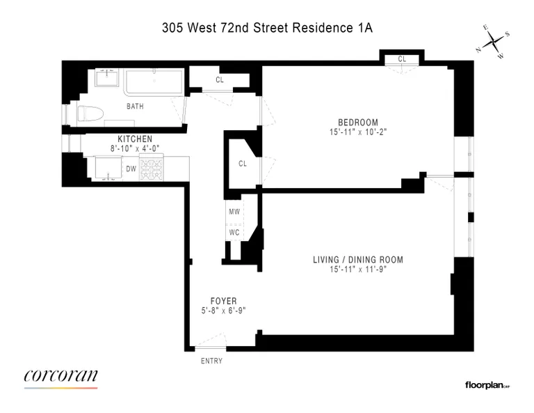 305 West 72nd Street, 1A | floorplan | View 7