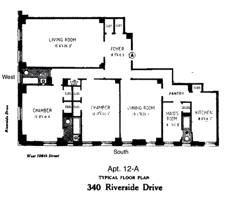 340 Riverside Drive, 12A | floorplan | View 14