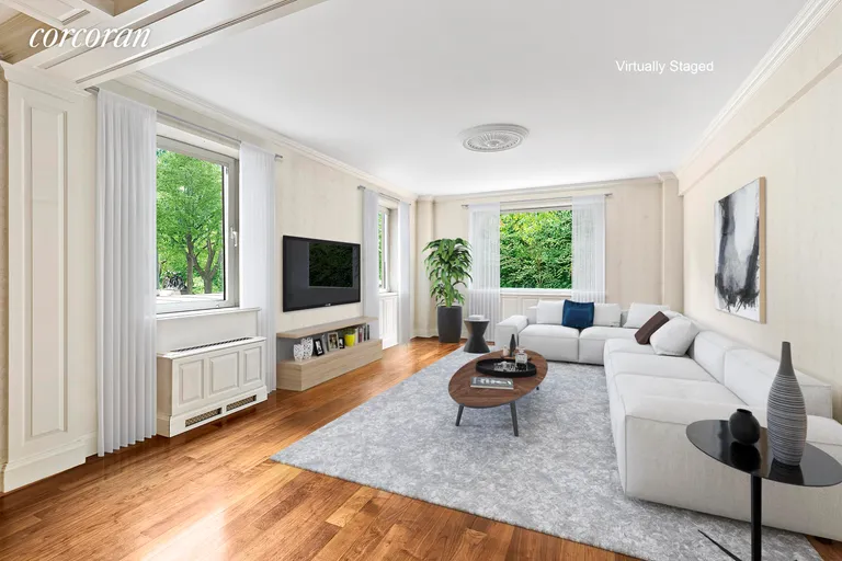 New York City Real Estate | View 860 Fifth Avenue, 2AB | West and South Facing Living Room W | View 3
