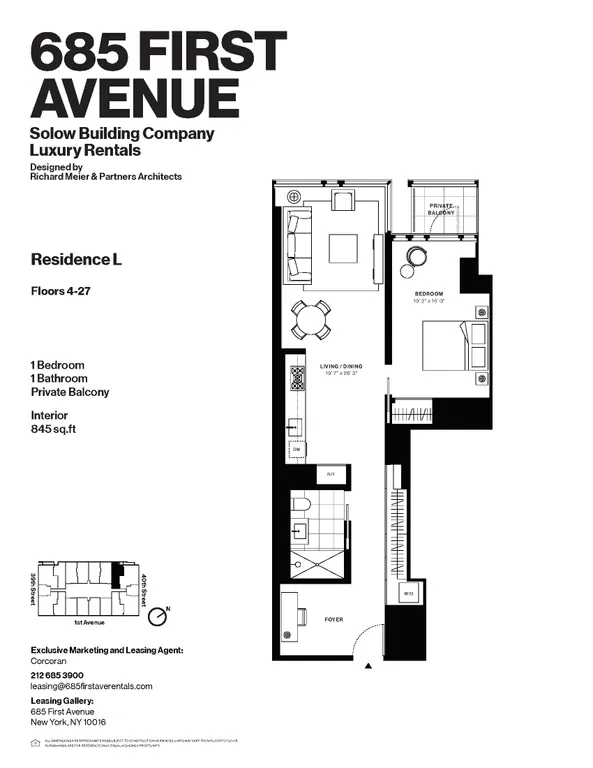 685 First Avenue, 9L | floorplan | View 8