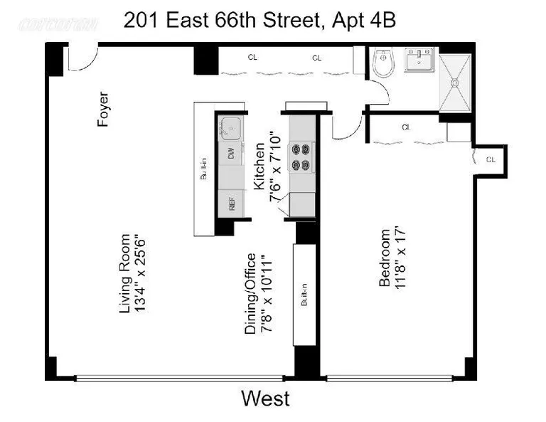 New York City Real Estate | View 201 East 66th Street, 4B | floor plan | View 6
