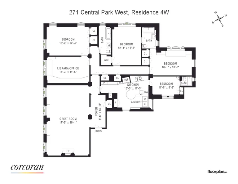271 Central Park West, 4W | floorplan | View 9
