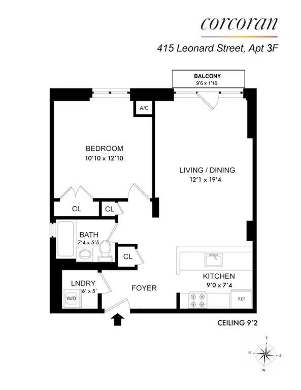 415 Leonard Street, 3F | floorplan | View 9