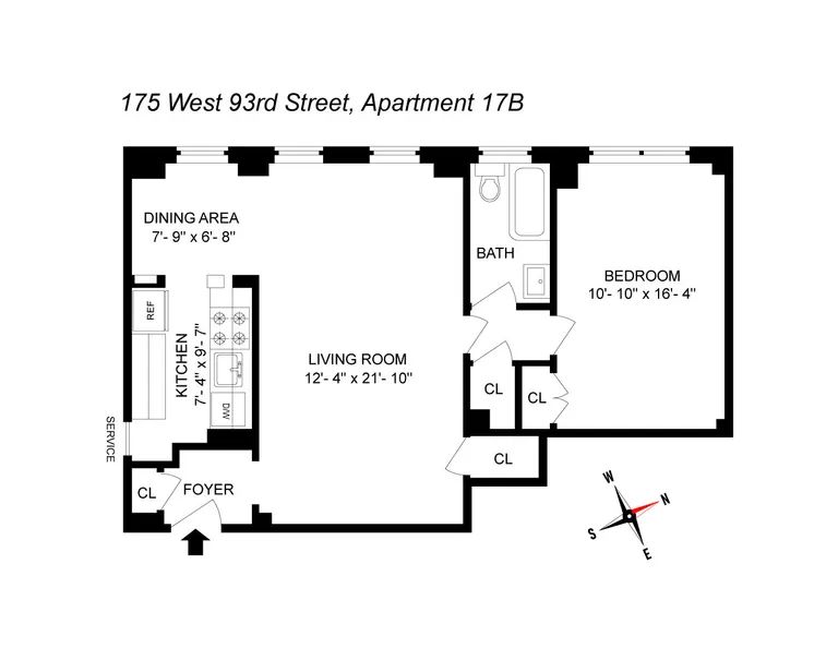 175 West 93rd Street, 17B | floorplan | View 16