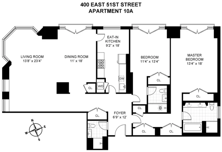 400 East 51st Street, 10A | floorplan | View 10