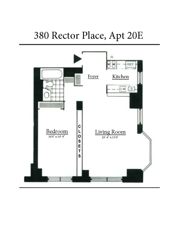 380 Rector Place, 20E | floorplan | View 6