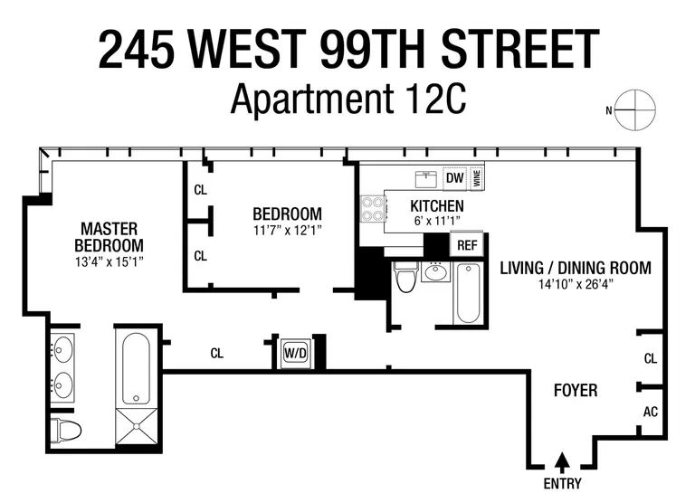 245 West 99th Street, 12C | floorplan | View 10