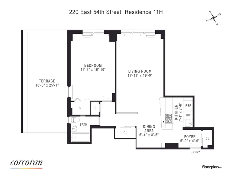 220 East 54th Street, 11H | floorplan | View 8