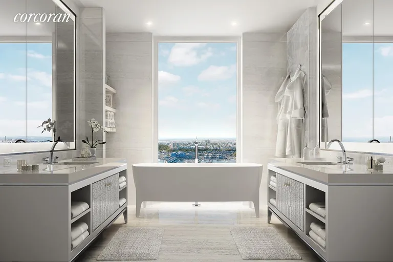 New York City Real Estate | View 35 Hudson Yards, 8802 | Master Bathroom | View 7