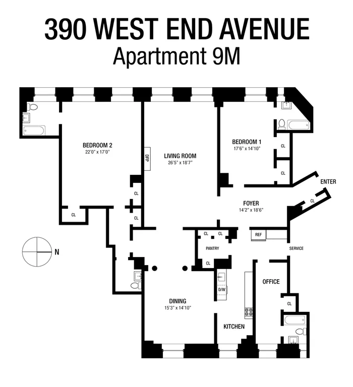 390 West End Avenue, 9M | floorplan | View 14
