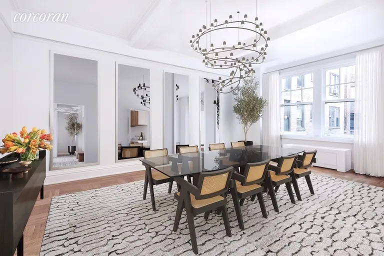 New York City Real Estate | View 50 Riverside Drive, 13C | Formal Dining Room Staged | View 4