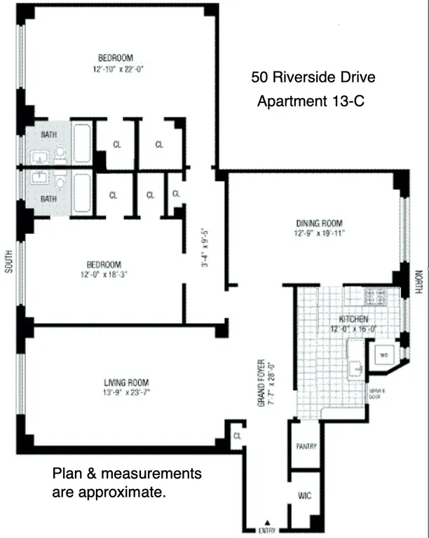 50 Riverside Drive, 13C | floorplan | View 12
