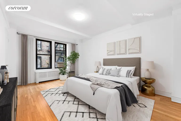 New York City Real Estate | View 70 East 96th Street, 5C | Primary bedroom, virtually staged | View 7