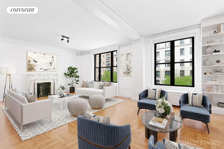 New York City Real Estate | View 68 East 86th Street, 4B | Virtually Staged Living Room | View 3