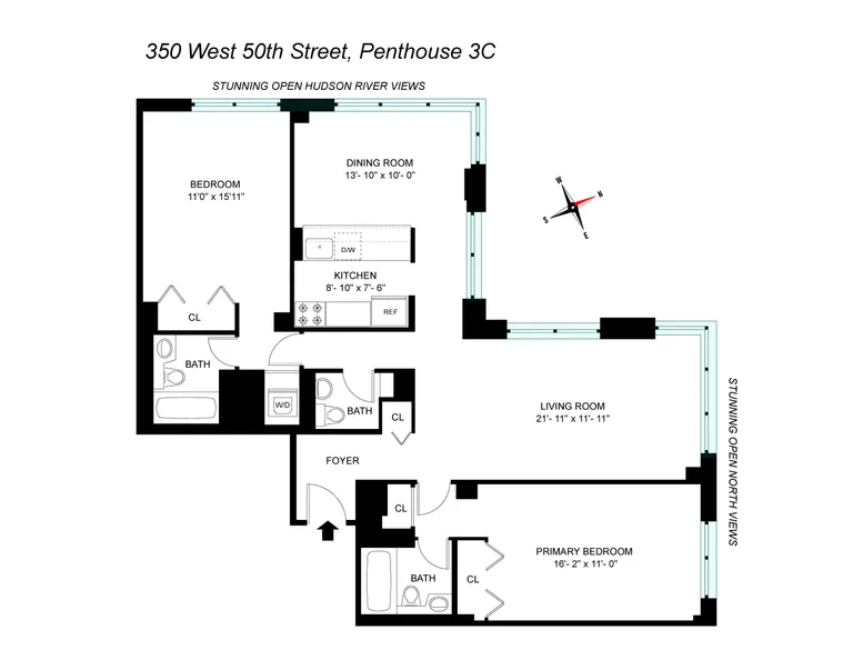 350 West 50th Street, PH3C | floorplan | View 13
