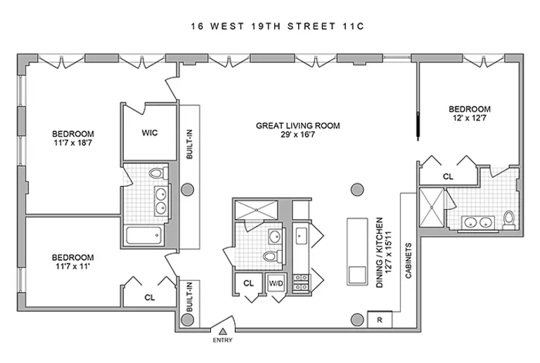 16 West 19th Street, 11C | floorplan | View 10