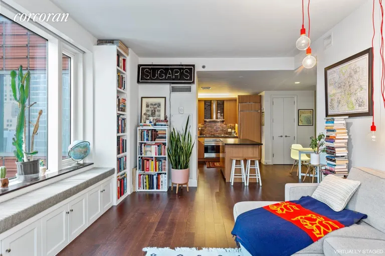 New York City Real Estate | View 70 Little West Street, 9D | Living Room/Kitchen | View 4