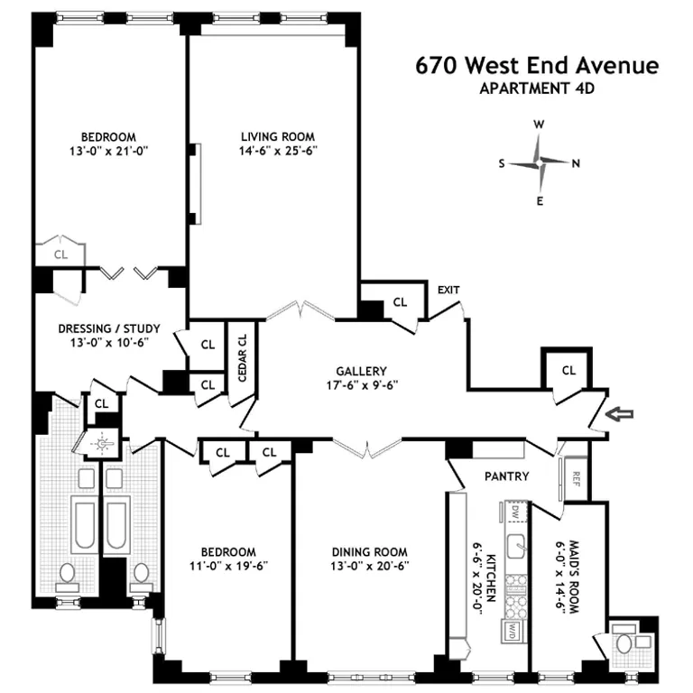 670 West End Avenue, 4D | floorplan | View 4