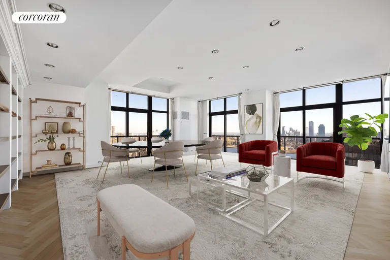 New York City Real Estate | View 100 United Nations Plaza, 43AB | NE corner living/dining room | View 2