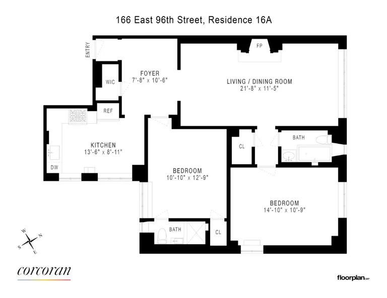 166 East 96th Street, 16A | floorplan | View 7