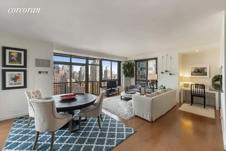 New York City Real Estate | View 100 United Nations Plaza, 29E | Living room with three exposures | View 3