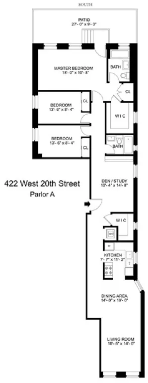 422 West 20th Street, PARLORA | floorplan | View 20