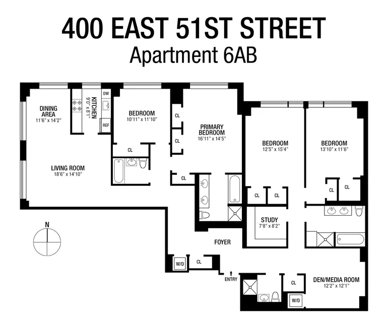 400 East 51st Street, 6AB | floorplan | View 15